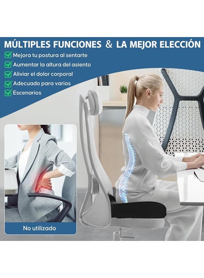 وسادة مقعد طبية ميموري فوم لكراسي المكتب والسيارة - مخدة إرجونوميك لدعم العصعص وعرق النسا - مسند لتقويم القوام وتخفيف ضغط الحوض - غطاء قابل للغسل - Image 2